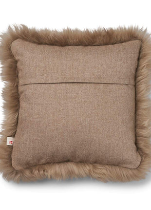 Pude af Uld | Langhåret | 52x52 cm Beige/Taupe