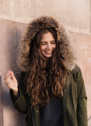 Petra jakke Grøn/Naturlig Brun