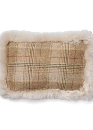 Dobbeltsidet pude | Langhåret | 34x52 cm Sand-beige/perle