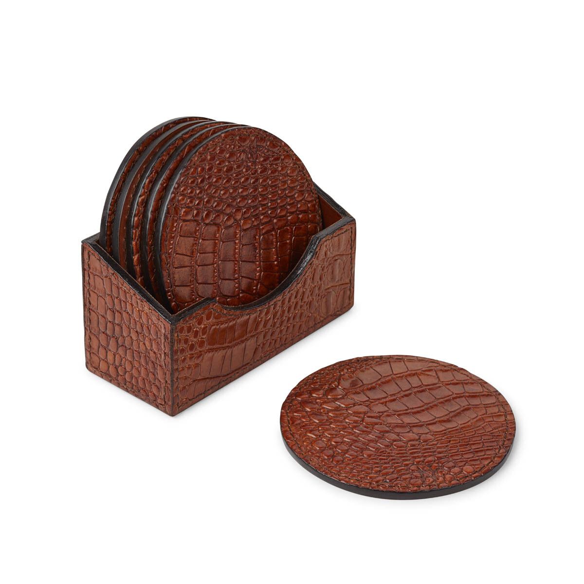 Croco Coaster | 6 stk. | Kalvelæder | D10 cm