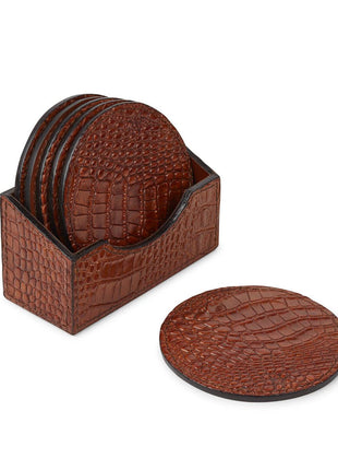 Croco Coaster | 6 stk. | Kalvelæder | D10 cm