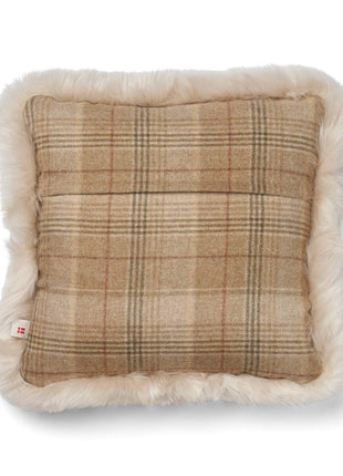 Dobbeltsidet pude | Langhåret | 52x52 cm Sand-beige/perle