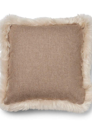 Pude af Uld | Langhåret | 52x52 cm Beige/Linned