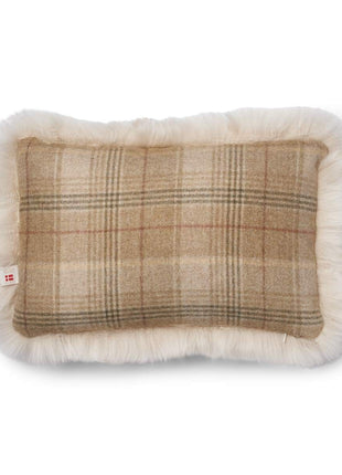 Pude af Uld | Langhåret| 34x52 cm Sand-beige/perle