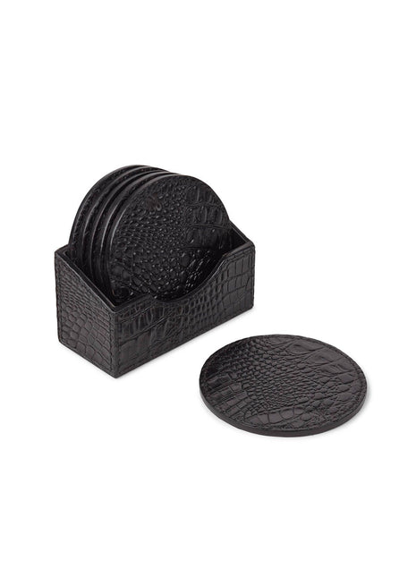 Croco Coaster | 6 stk. | Kalvelæder | D10 cm