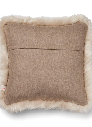 Pude af Uld | Langhåret | 52x52 cm Beige/Linned