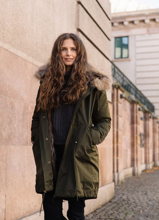 Petra jakke Grøn/Naturlig Brun